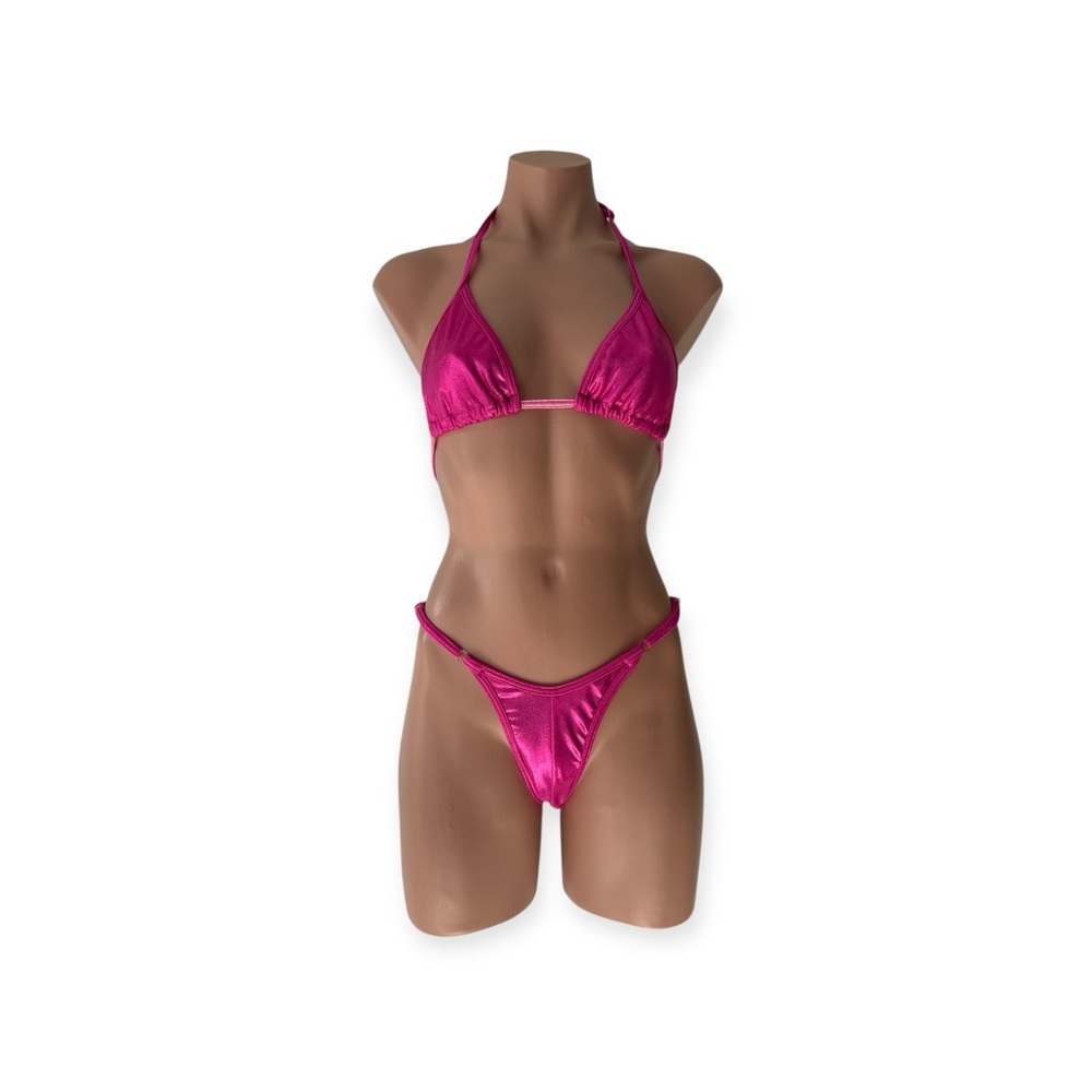 Competition prep posing suit - Shimmering Pink Bikini Set